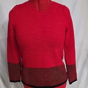 Charter Club Red and Black Striped Sweater Small